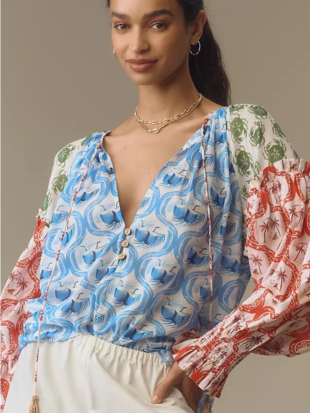FARM Rio Multicolor Summer Mix Blouse